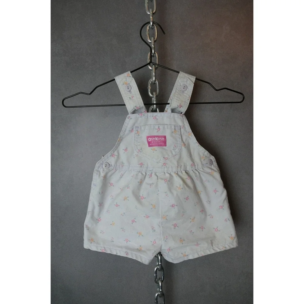 Vintage‎ OshKosh Bgosh Floral Overalls Romper 2T Baby Girl Summer Outfit Cute